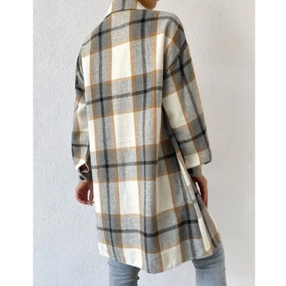 Cozy Plaid Button Up Oversized Jacket Shacket - Picture 3 of 5